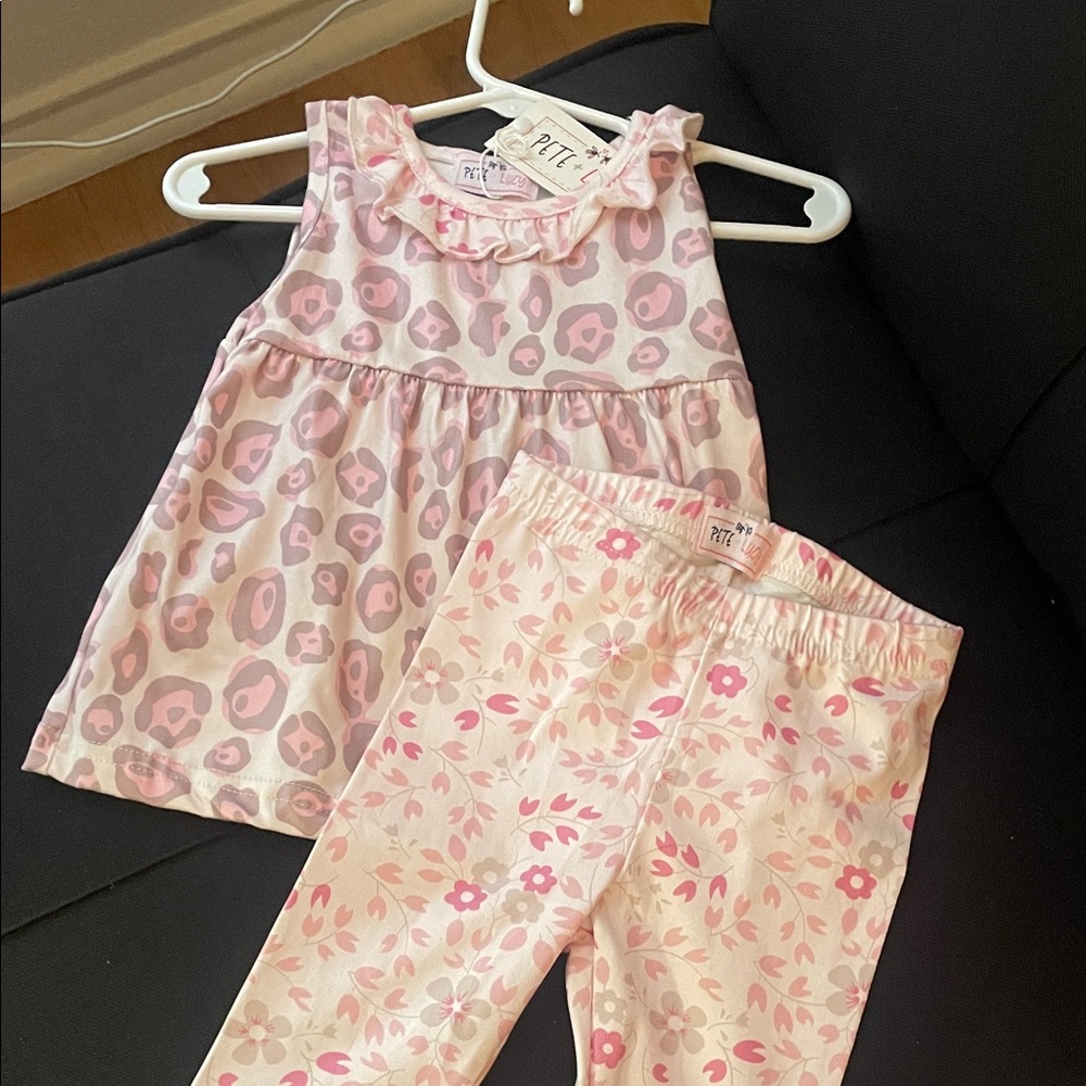 Adorable Pink Leopard and Floral Kids Pajama Set